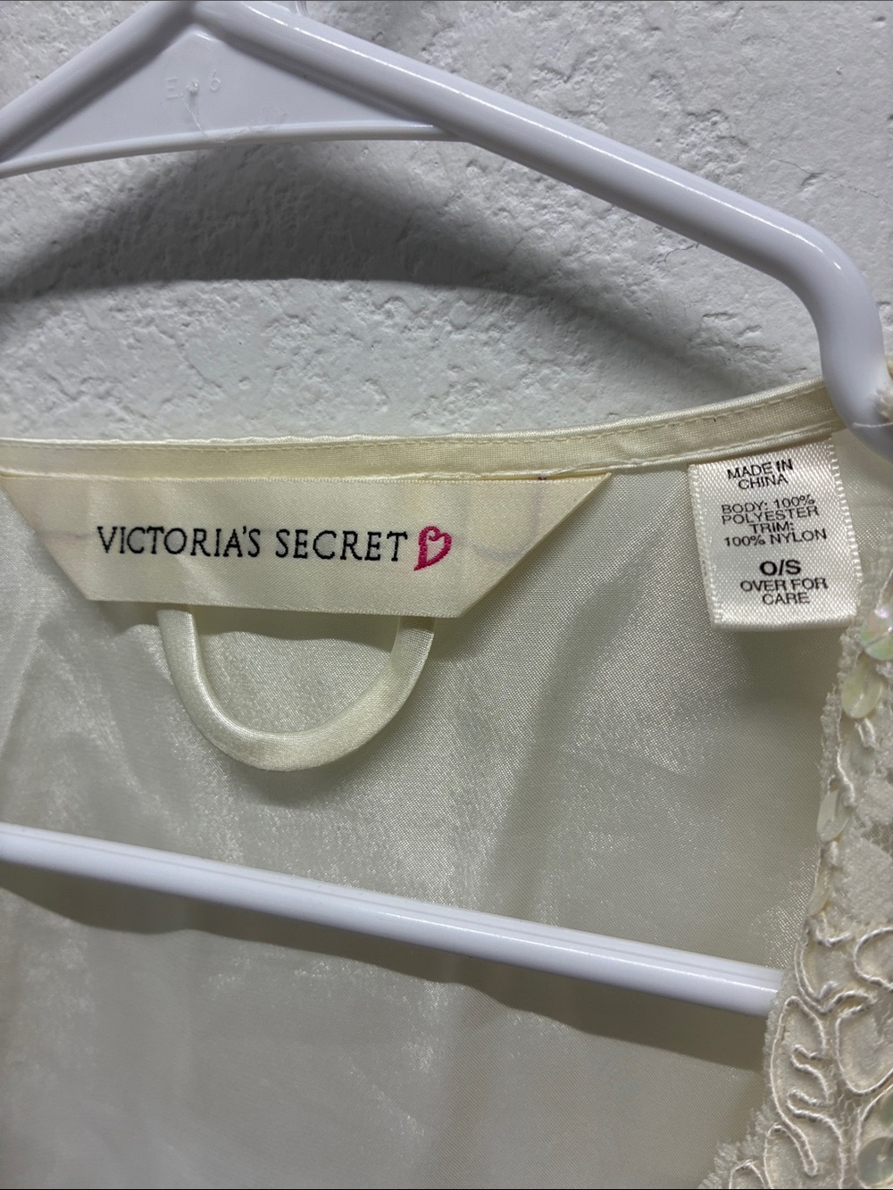 Vintage Y2K-90s Victoria's Secret Heart Tag Lace Sequin Trim Kimono Mini Robe - Picture 6 of 7